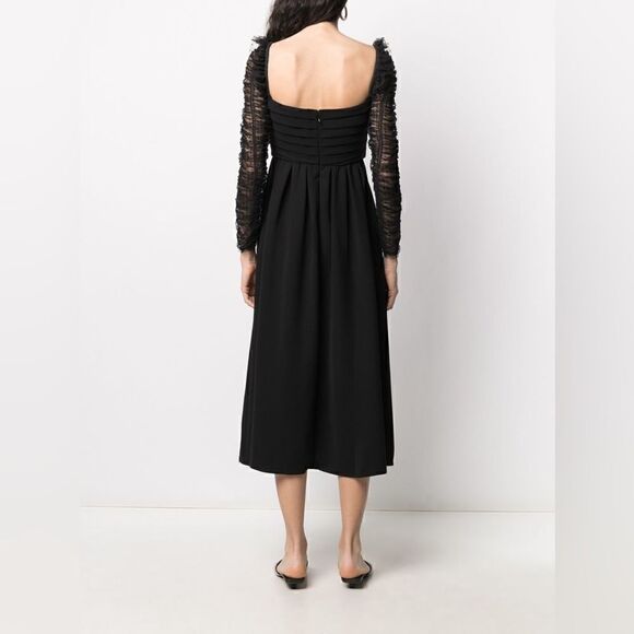 NWT Self-Portrait Crepe Dot Mesh Sleeved Midi Dress - Picture 6 of 16